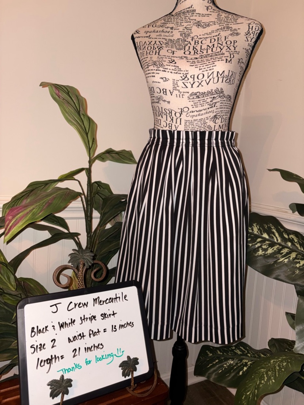 J.Crew Mercantile Black and White Striped Skirt